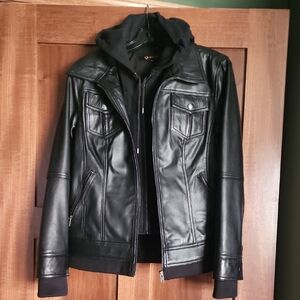 Quince Black Leather Jacket with Glossy Finish